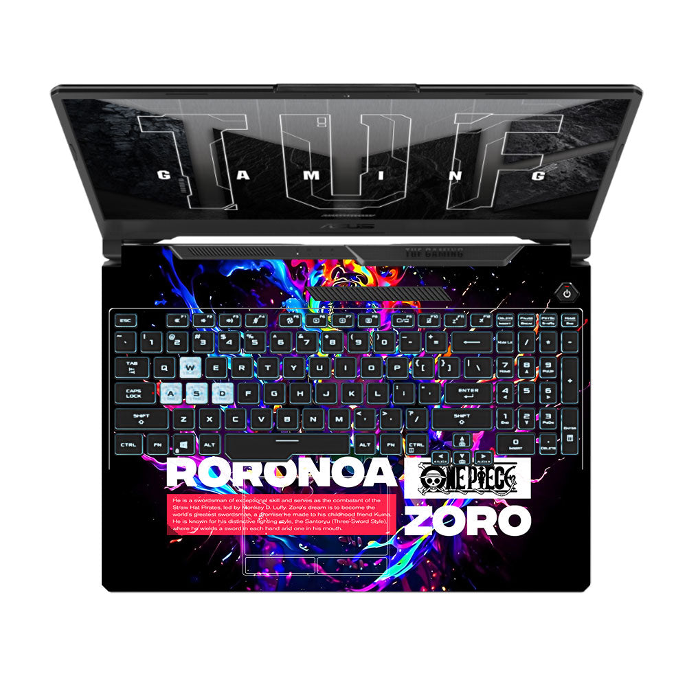 Zoro with Neon Flames Asus TUF F15 FX506 & A15 FA506 Laptop Skin