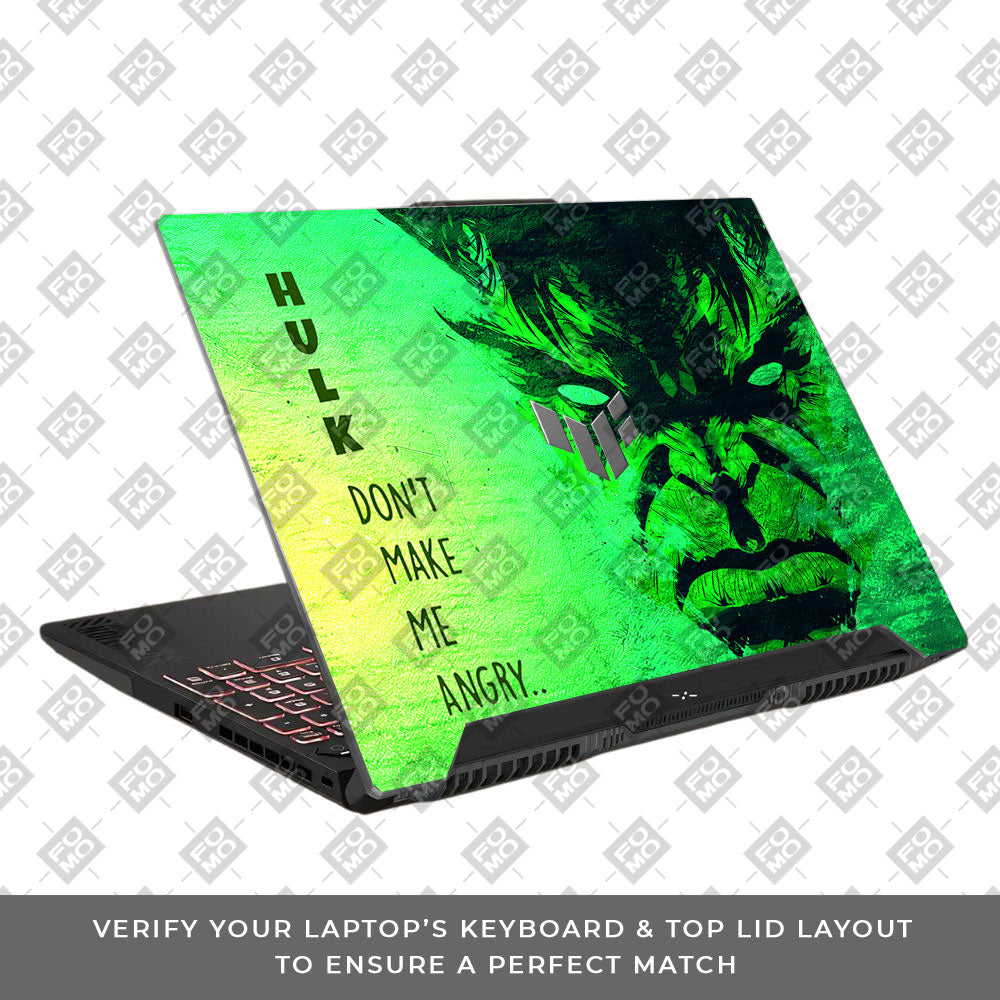 Hulk Don't Make Me Angry Asus TUF F15 FX507 & A15 FA507 Laptop Skin