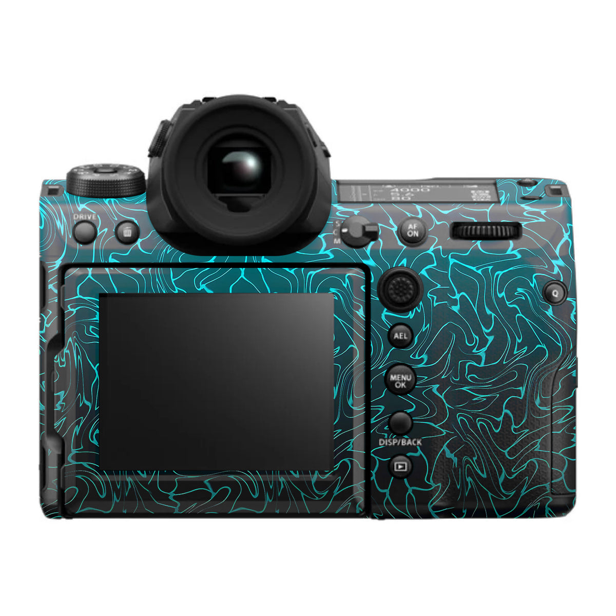 Cyan Blue to Black Gradient FujiFilm GFX 100S II Camera Skin