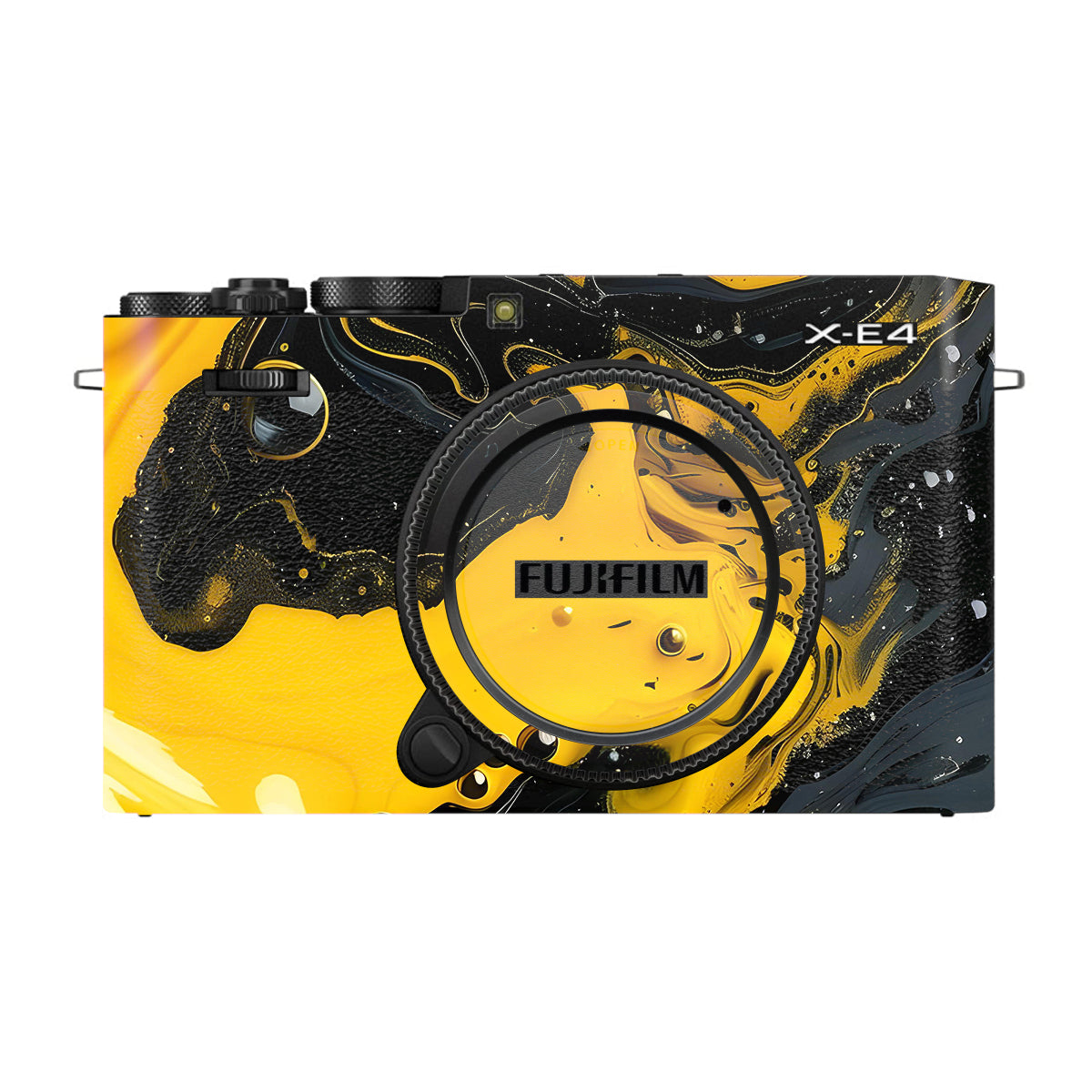 Yellow and Black Paint Swirls FujiFilm X-E4 Camera Skin