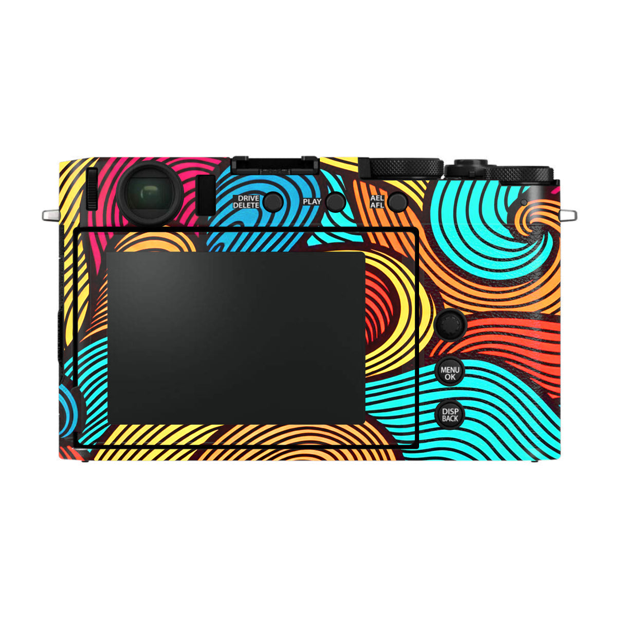 Retro Colorful Doodle Art Pattern FujiFilm X-E4 Camera Skin