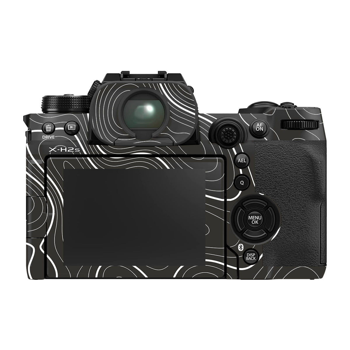 Grayscale Topographic Lines Fujifilm X-H2S Camera Skin