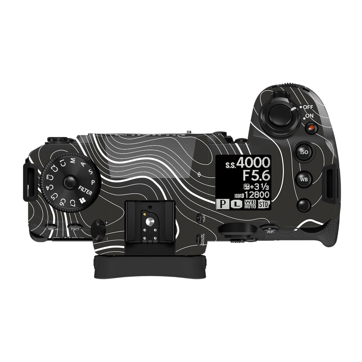 Grayscale Topographic Lines Fujifilm X-H2S Camera Skin