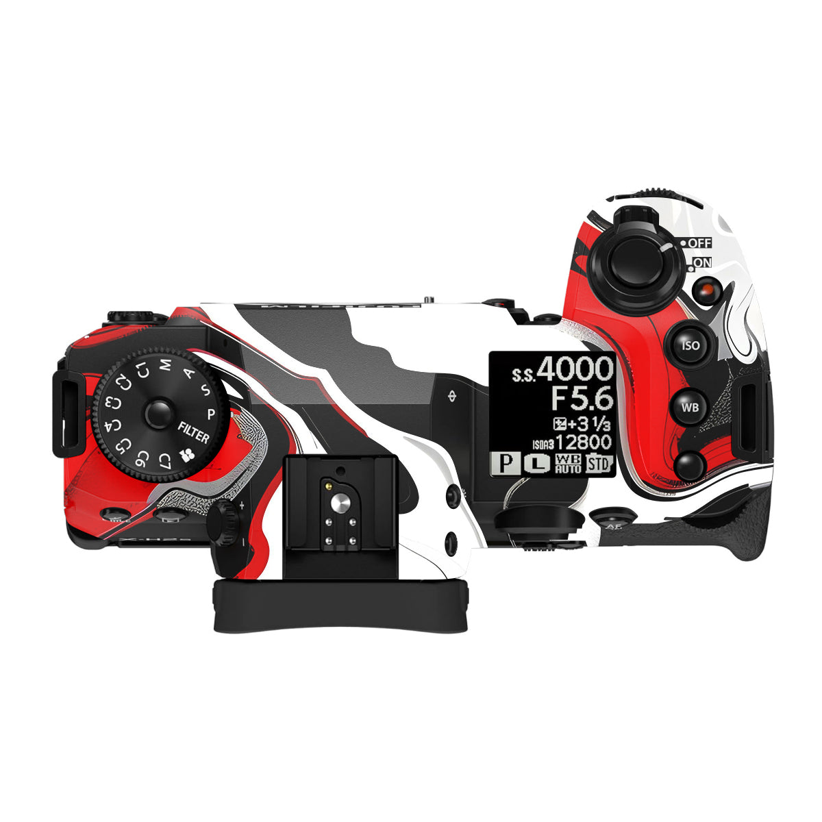 Scarlet and White Motion Fujifilm X-H2S Camera Skin