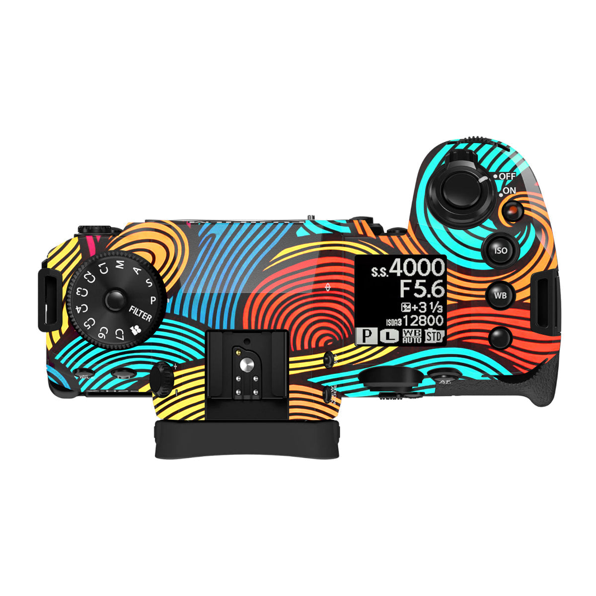 Retro Colorful Doodle Art Pattern Fujifilm X-H2S Camera Skin