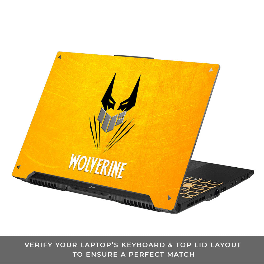 Wolverine with Yellow Background Asus TUF F16 and A16 Laptop Skin