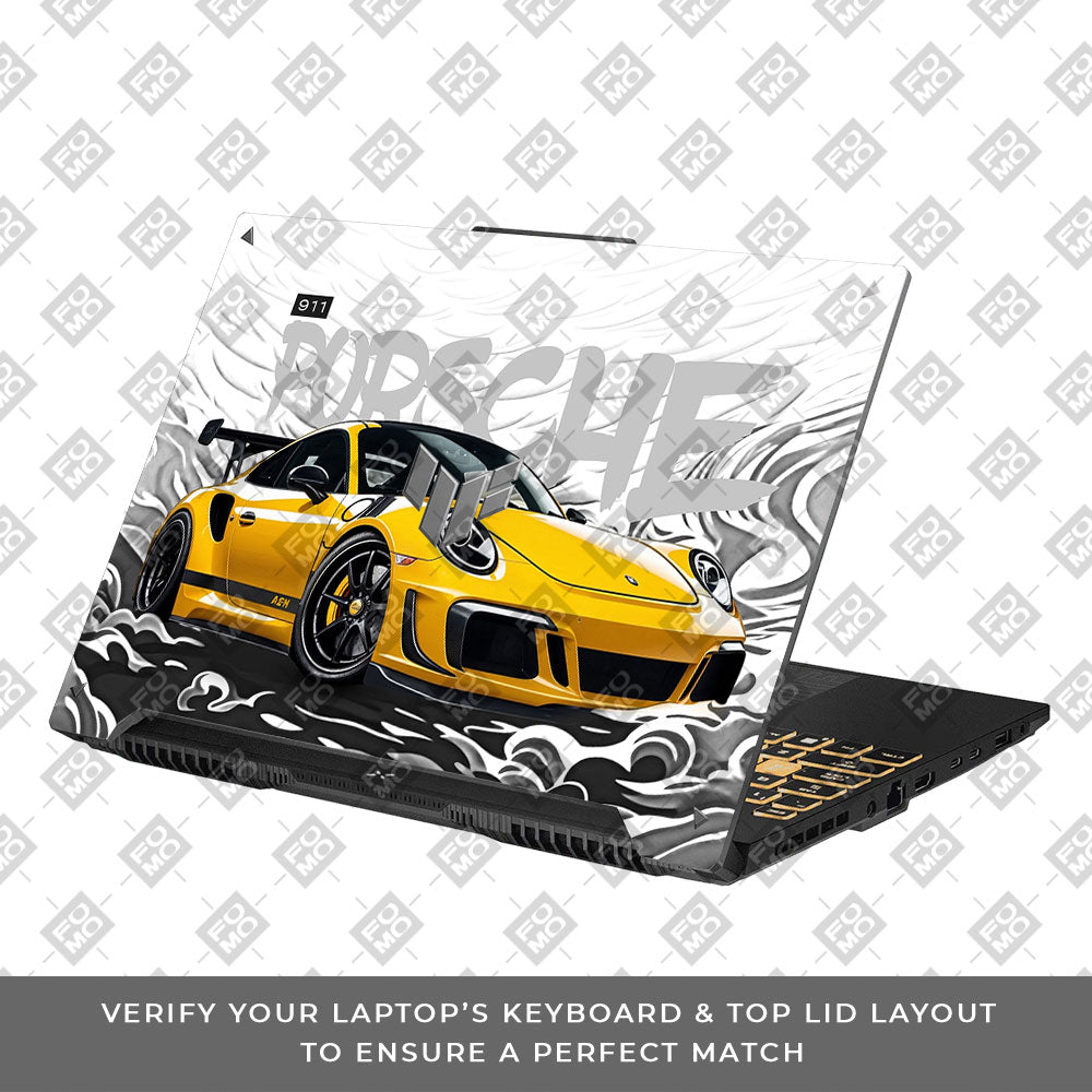 Porsche 911 Yellow Blaze Asus TUF F16 and A16 Laptop Skin
