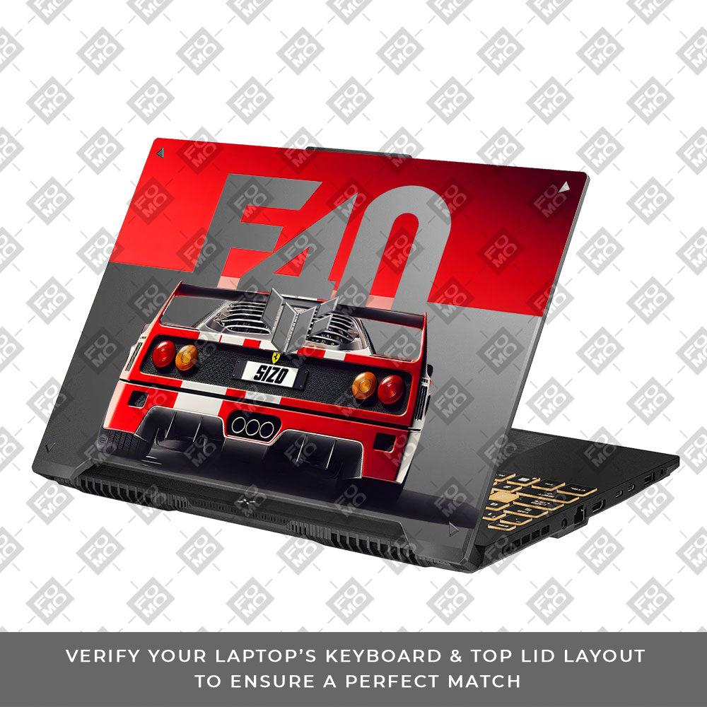 Transparent Ferrari F40 Asus TUF F16 and A16 Laptop Skin