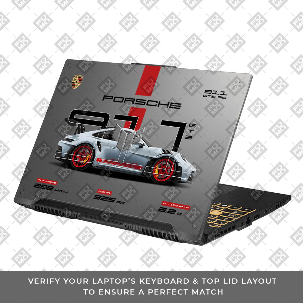 Transparent Porsche 911 GT3 RS Asus TUF F16 and A16 Laptop Skin