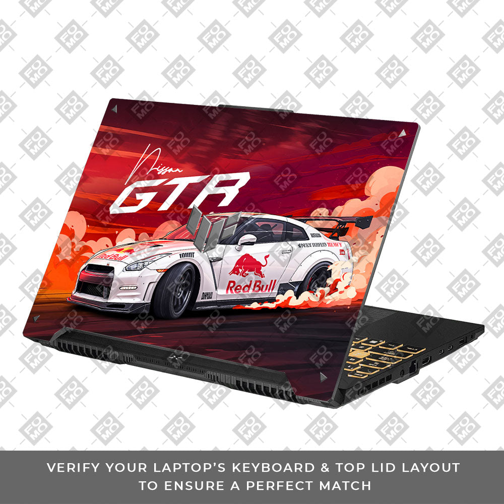 Nissan GTR Red Bull Drift Fury Asus TUF Gaming F16 and TUF Gaming A16 3D Laptop Skin
