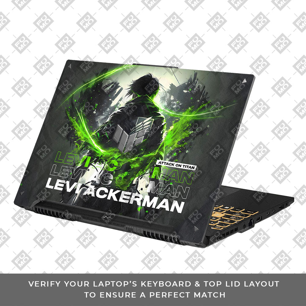 Levi Ackerman Neon Fury Asus TUF F16 and A16 Laptop Skin