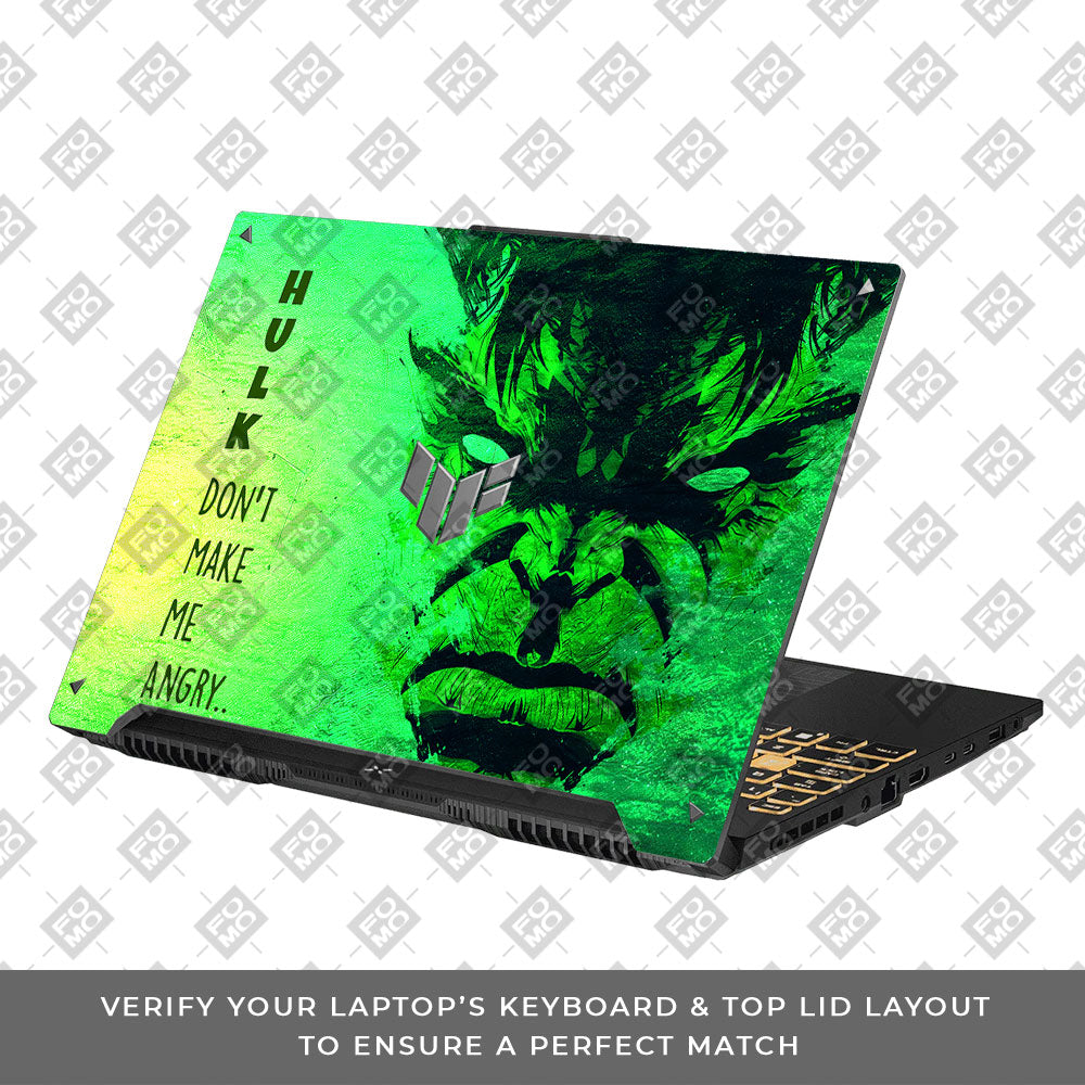 Hulk Don't Make Me Angry Asus TUF F16 and A16 Laptop Skin
