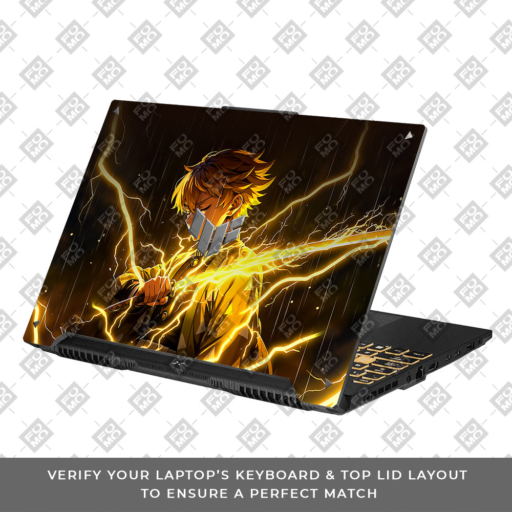 Thunder Soul Lightning Zenitsu Asus TUF Gaming F16 and TUF Gaming A16 3D Laptop Skin