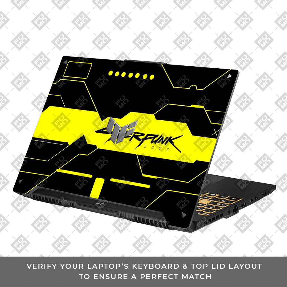 Cyberpunk Yellowline Grid Asus TUF F16 and A16 Laptop Skin