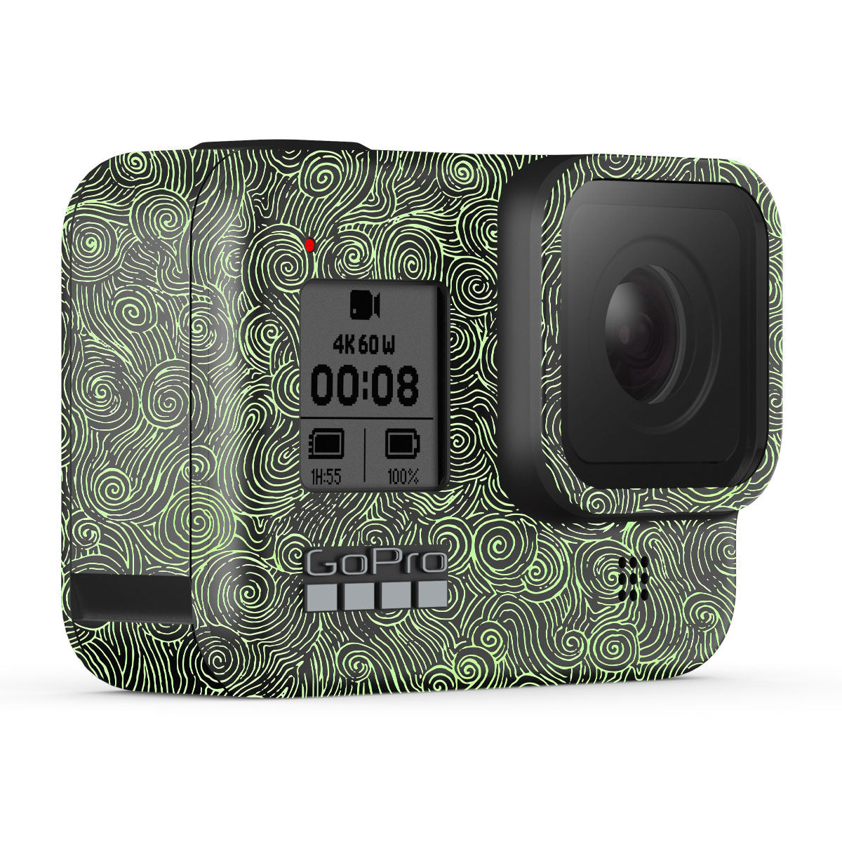 Green Spirals GoPro Hero 8 Camera Skins