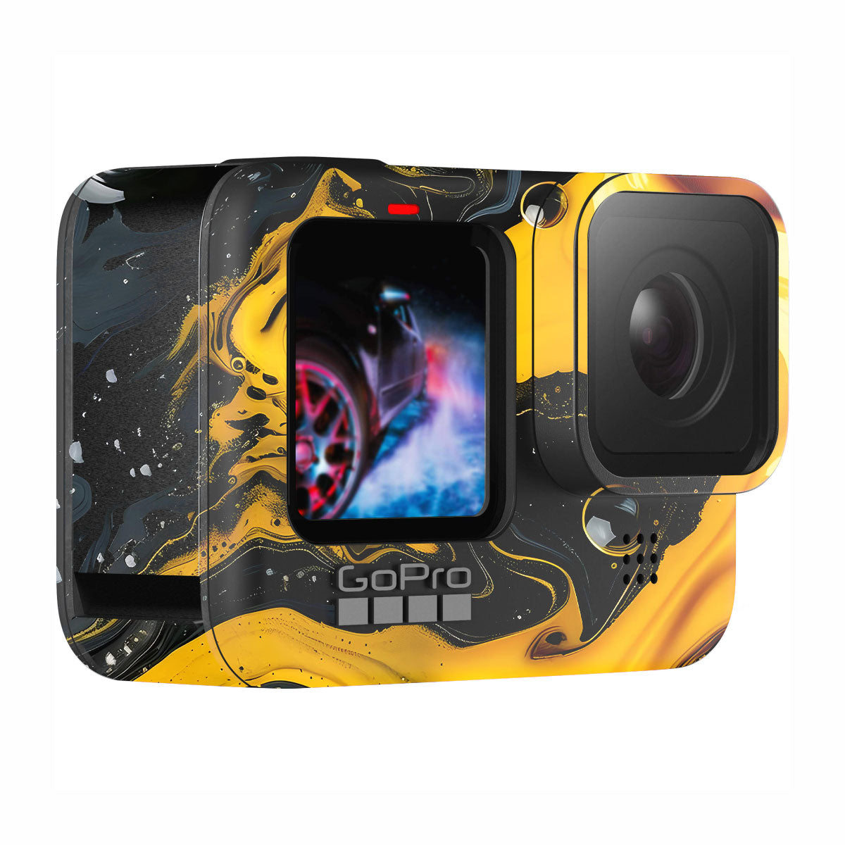Yellow and Black Paint Swirls GoPro Hero 12 Camera Skin
