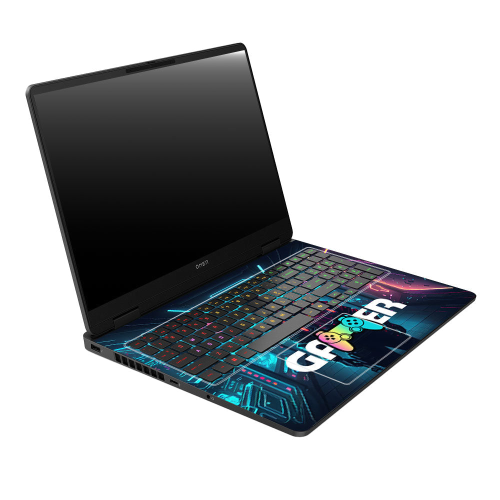 Gamer in Glowing Background Gaming HP Omen Gaming 16 2025, 2026 Laptop Skin