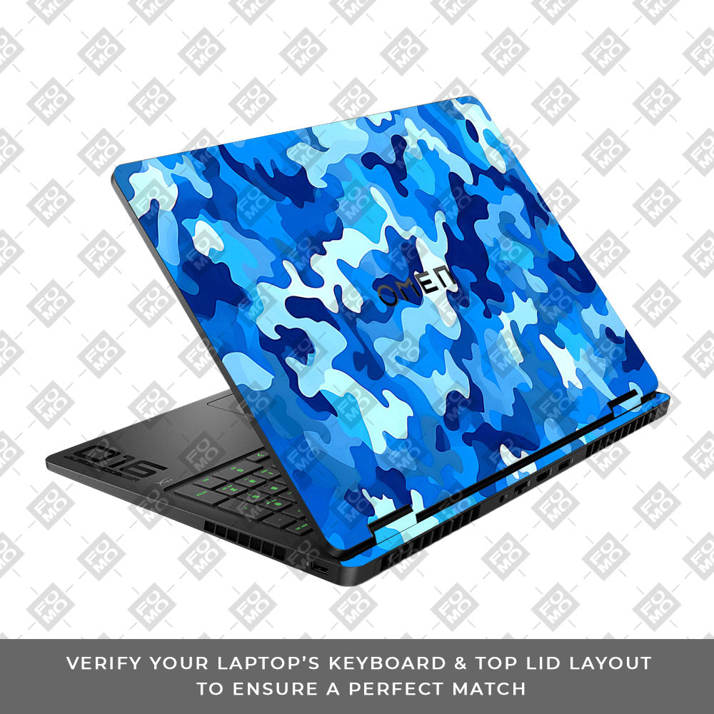 Arctic Blue Camo Pattern HP Omen Gaming 16 2025, 2026 Laptop Skin