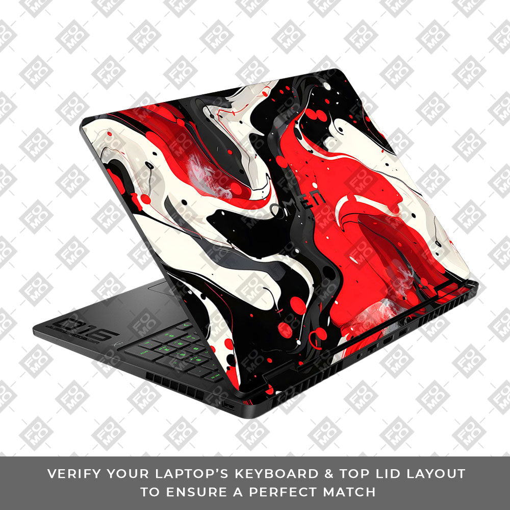 Red and White Paint Swirls HP Omen Gaming 16 2025, 2026 Laptop Skin