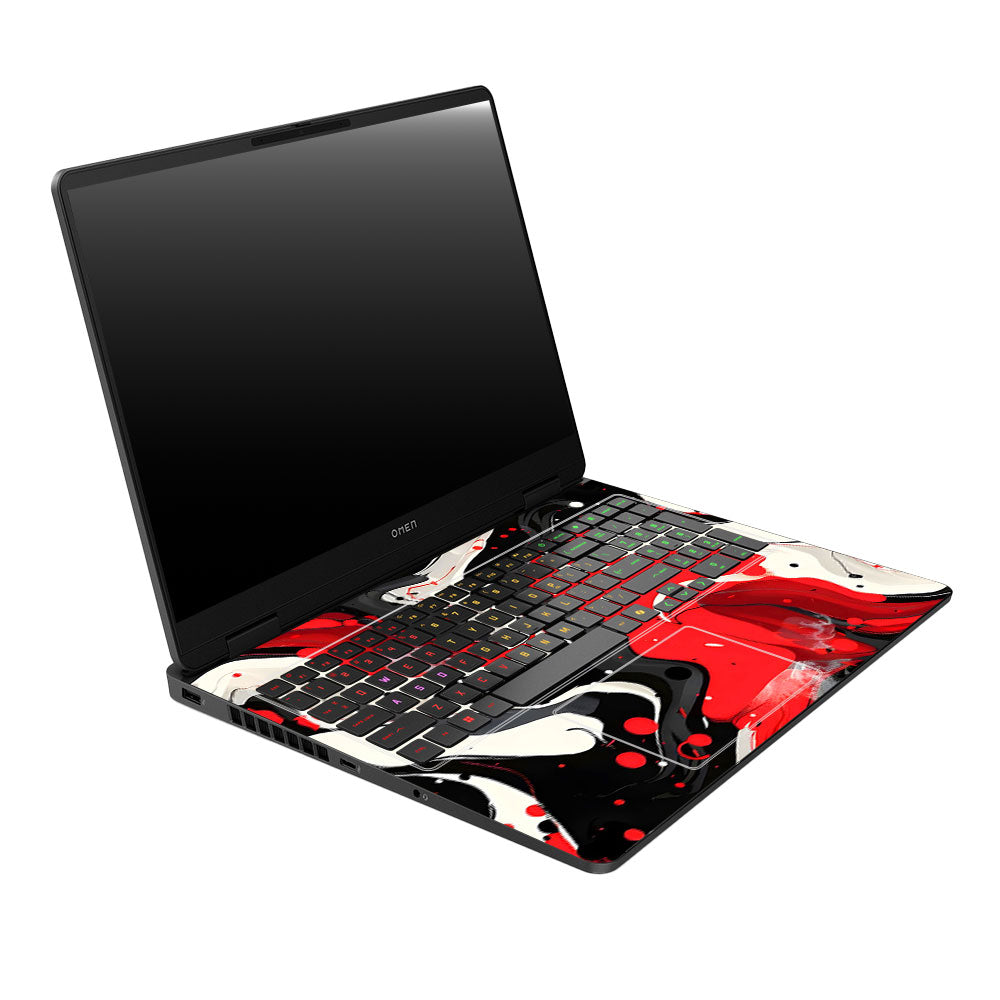 Red and White Paint Swirls HP Omen Gaming 16 2025, 2026 Laptop Skin