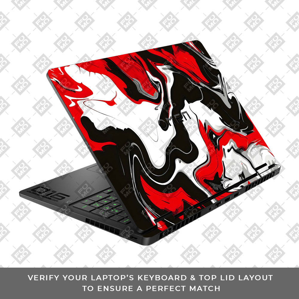 Red and White Marble HP Omen Gaming 16 2025, 2026 Laptop Skin