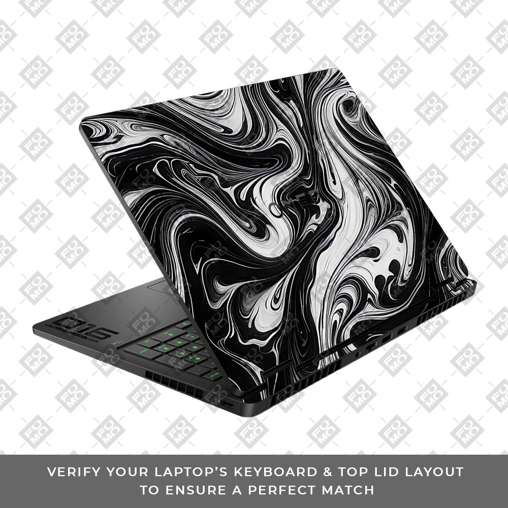 Black and White Marble HP Omen Gaming 16 2025, 2026 Laptop Skin