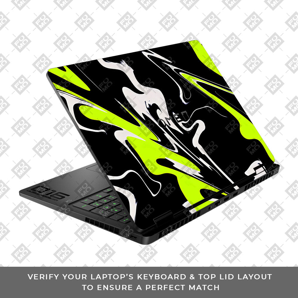 Neon Green and Black Patterns HP Omen Gaming 16 2025, 2026 Laptop Skin