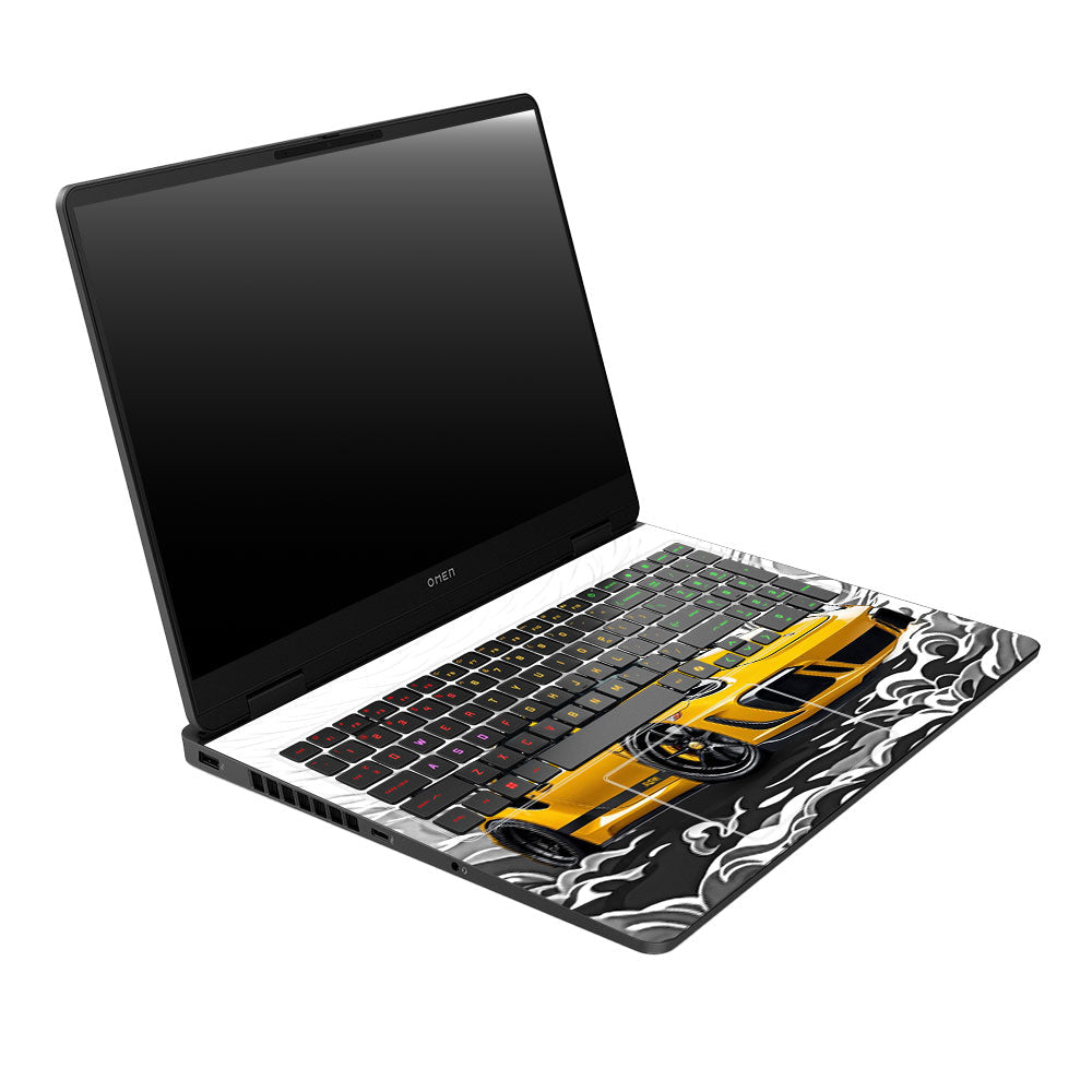 Porsche 911 Yellow Blaze HP Omen Gaming 16 2025, 2026 Laptop Skin