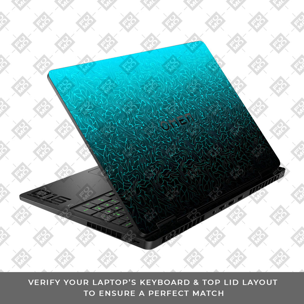 Cyan Blue to Black HP Omen Gaming 16 2025, 2026 Laptop Skin