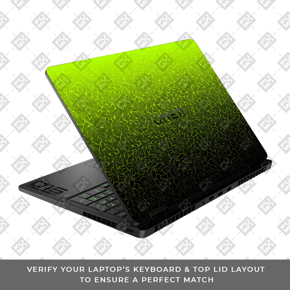 Lime Yellow to Black Gradient HP Omen Gaming 16 2025, 2026 Laptop Skin