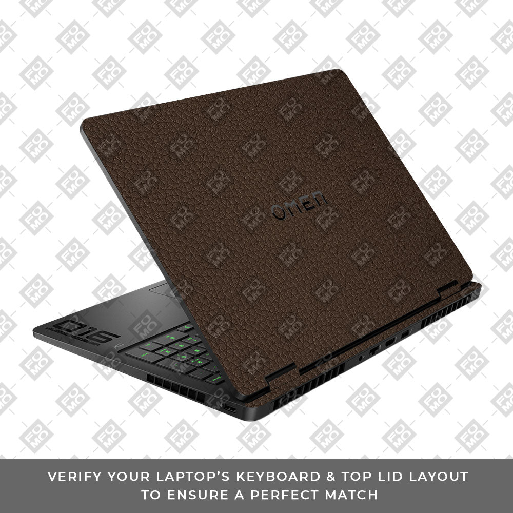 Textured Brown Leather HP Omen Gaming 16 2025, 2026 Laptop Skin