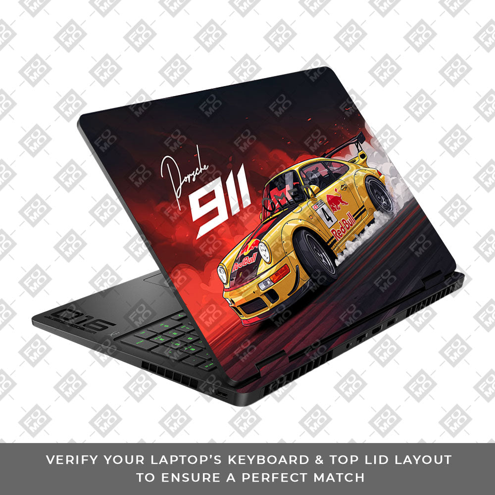Porsche 911 Red Bull Classic Racer HP Omen Gaming 16 2025, 2026 3D Laptop Skin