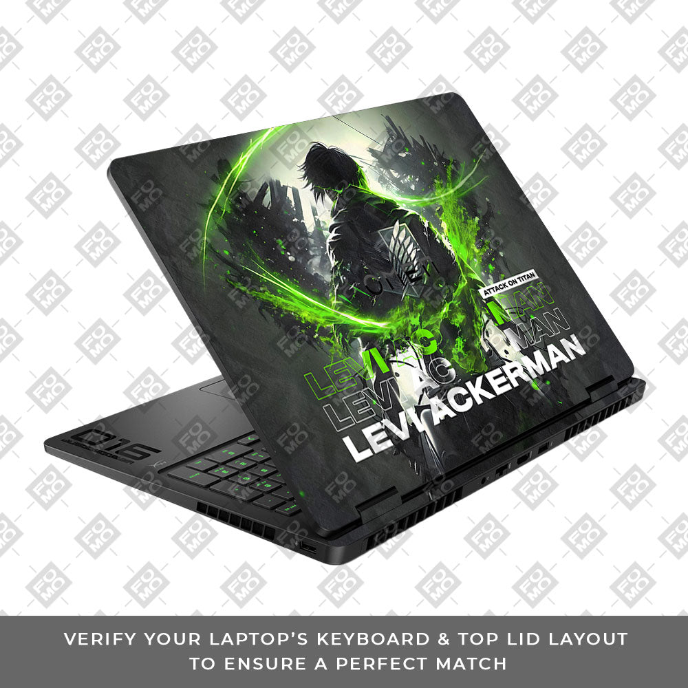 Levi Ackerman Neon Fury HP Omen Gaming 16 2025, 2026 Laptop Skin