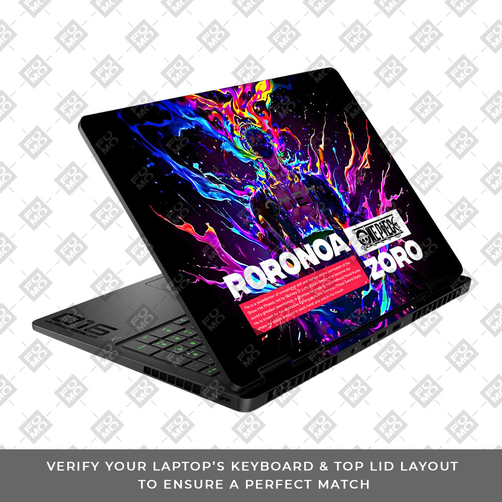 Zoro with Neon Flames HP Omen Gaming 16 2025, 2026 Laptop Skin