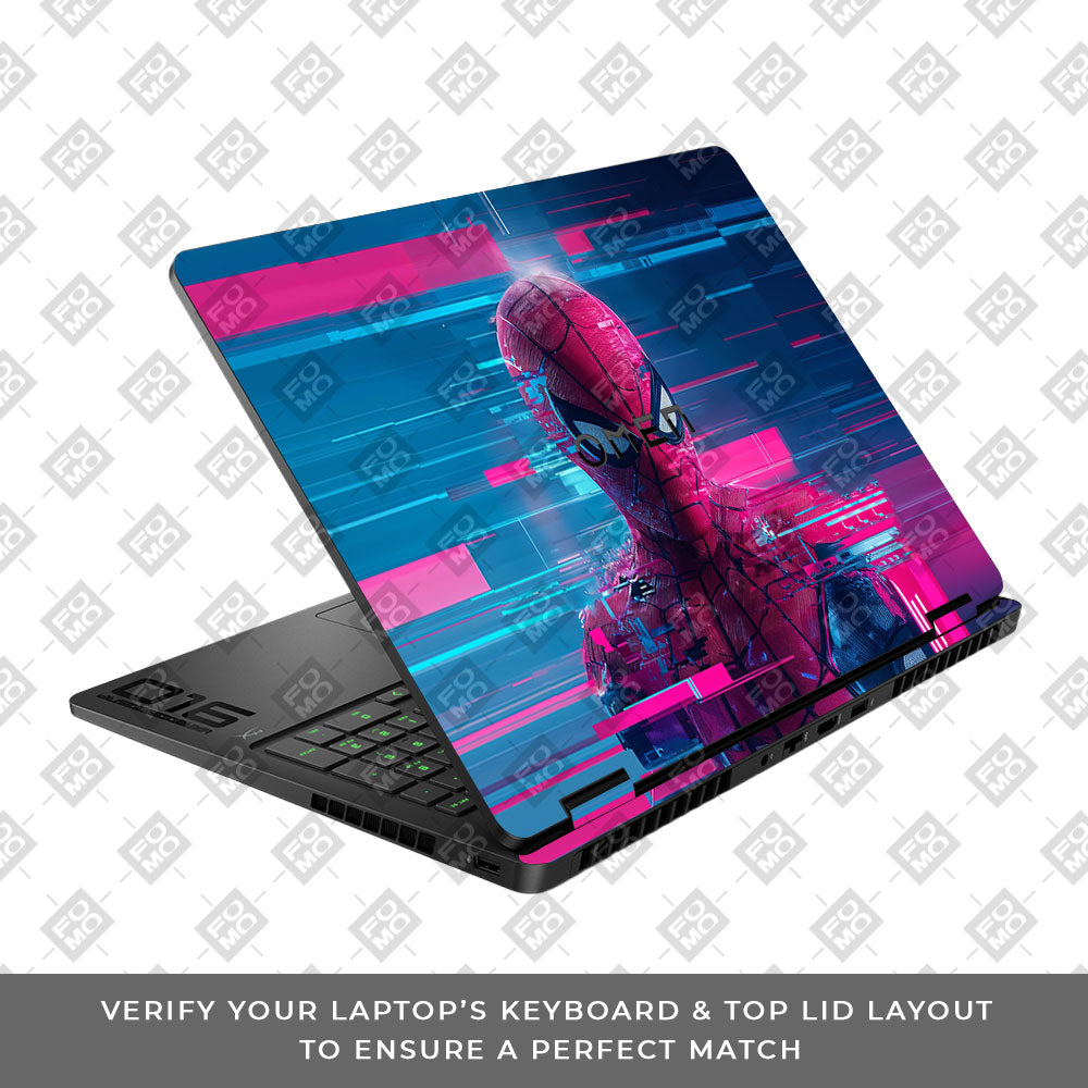 Glitch Spider Neon Web HP Omen Gaming 16 2025, 2026 Laptop Skin