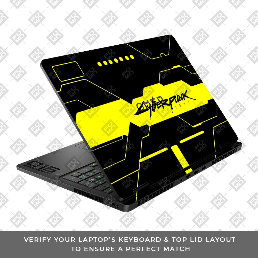 Cyberpunk Yellowline Grid HP Omen Gaming 16 2025, 2026 Laptop Skin