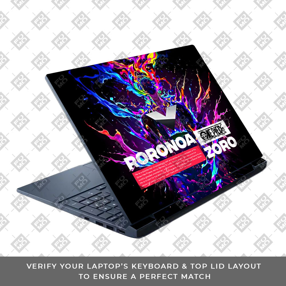 Zoro with Neon Flames HP Victus Laptop Skin
