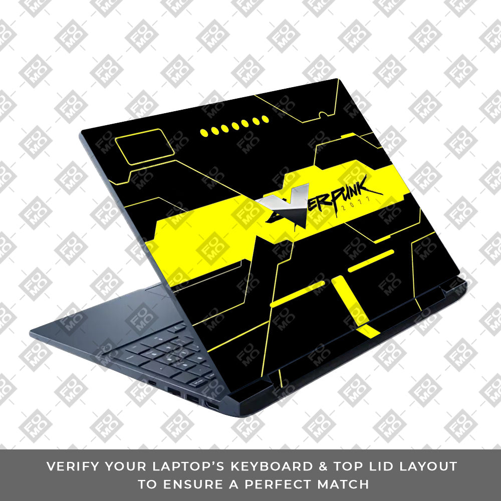 Cyberpunk Yellowline Grid HP Victus Laptop Skin