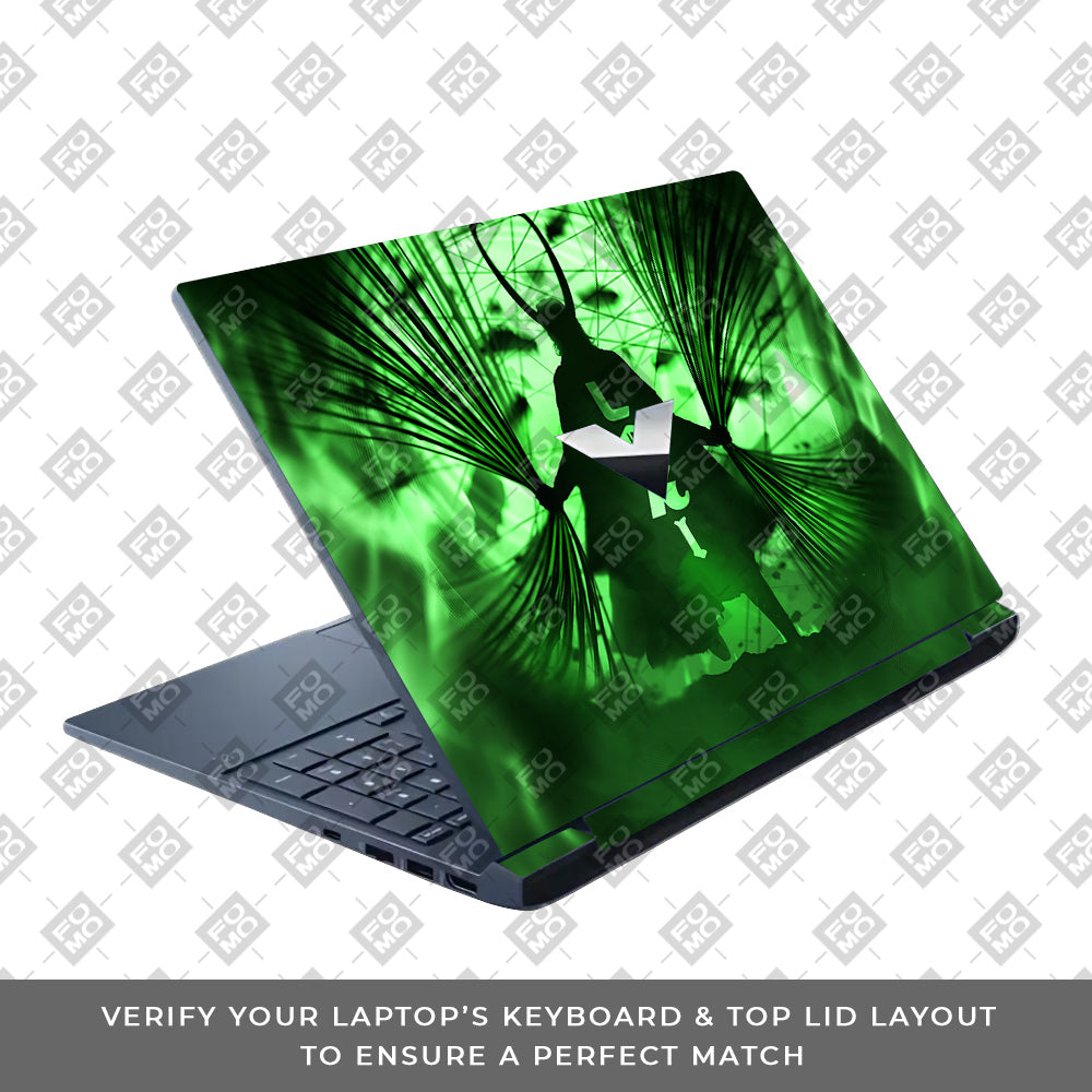 Loki's Green Aura HP Victus Laptop Skin