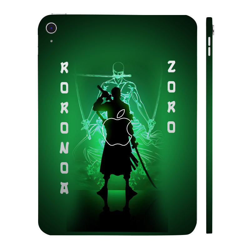 Apple iPad 10th Gen 2022 Zoro in Green Fluorescent Background Anime Tablet Skins