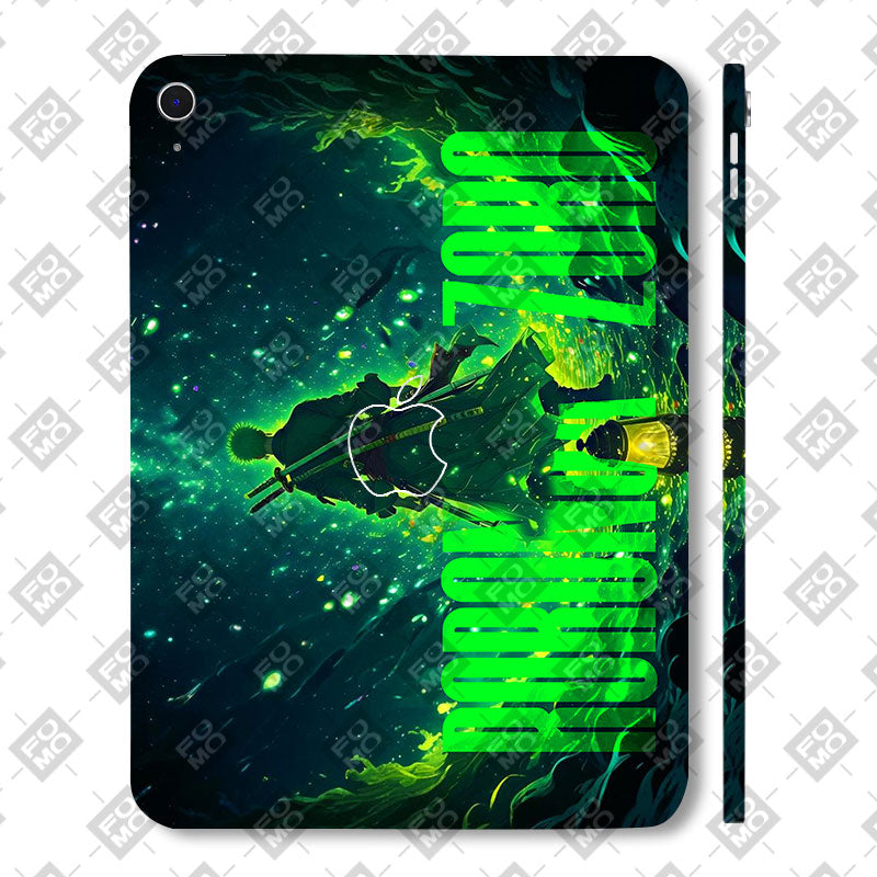 Apple iPad 10th Gen 2022 Roronoa Zoro Green Fury Anime Tablet Skins