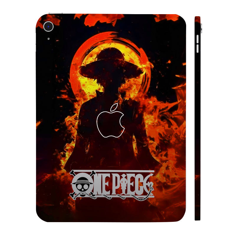 Apple iPad 10th Gen 2022 Monkey D. Luffy Fiery Silhouette Anime Tablet Skins