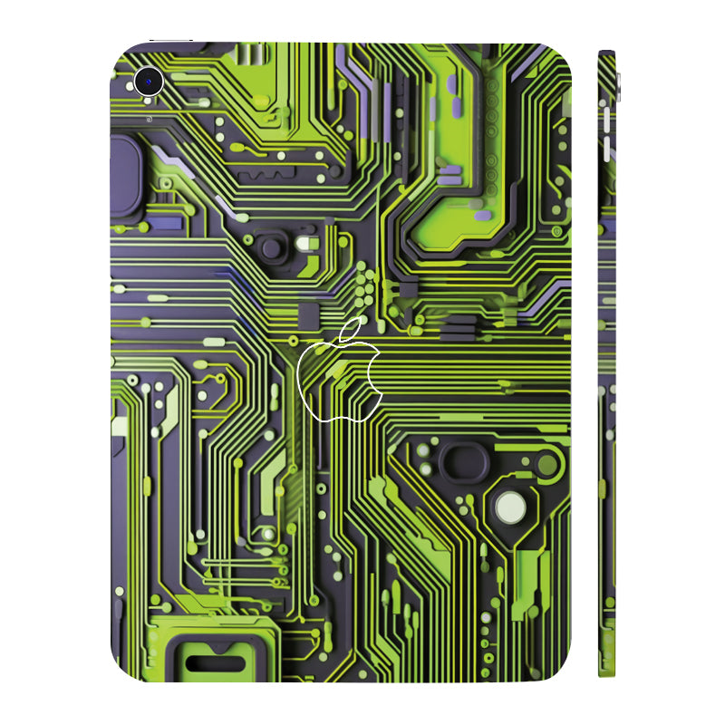Apple iPad 11th Gen 2025 Lime Green Circuit Design Tablet Skins