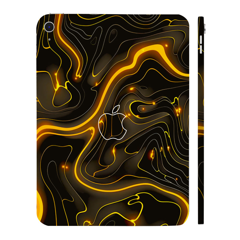 Apple iPad 10th Gen 2022 Golden Lava Waves Tablet Skins