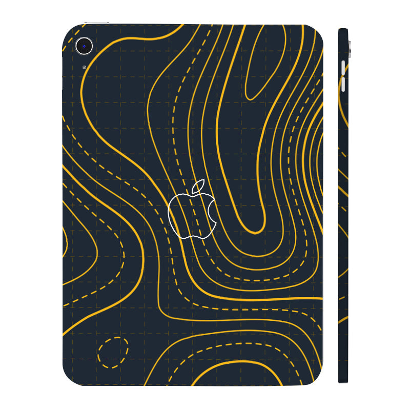 Apple iPad 11th Gen 2025 Yellow Contour Lines Tablet Skins