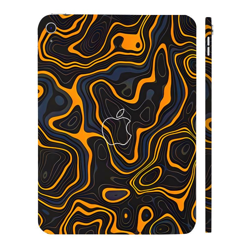 Apple iPad 10th Gen 2022 Amber Topographic Waves Tablet Skins