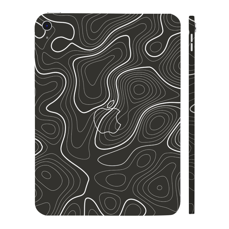 Apple iPad 10th Gen 2022 Grayscale Topographic Lines Tablet Skins