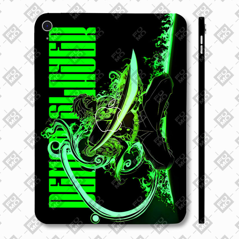 Apple iPad 11th Gen 2025 Tanjiro Green Flame Dance Anime Tablet Skins