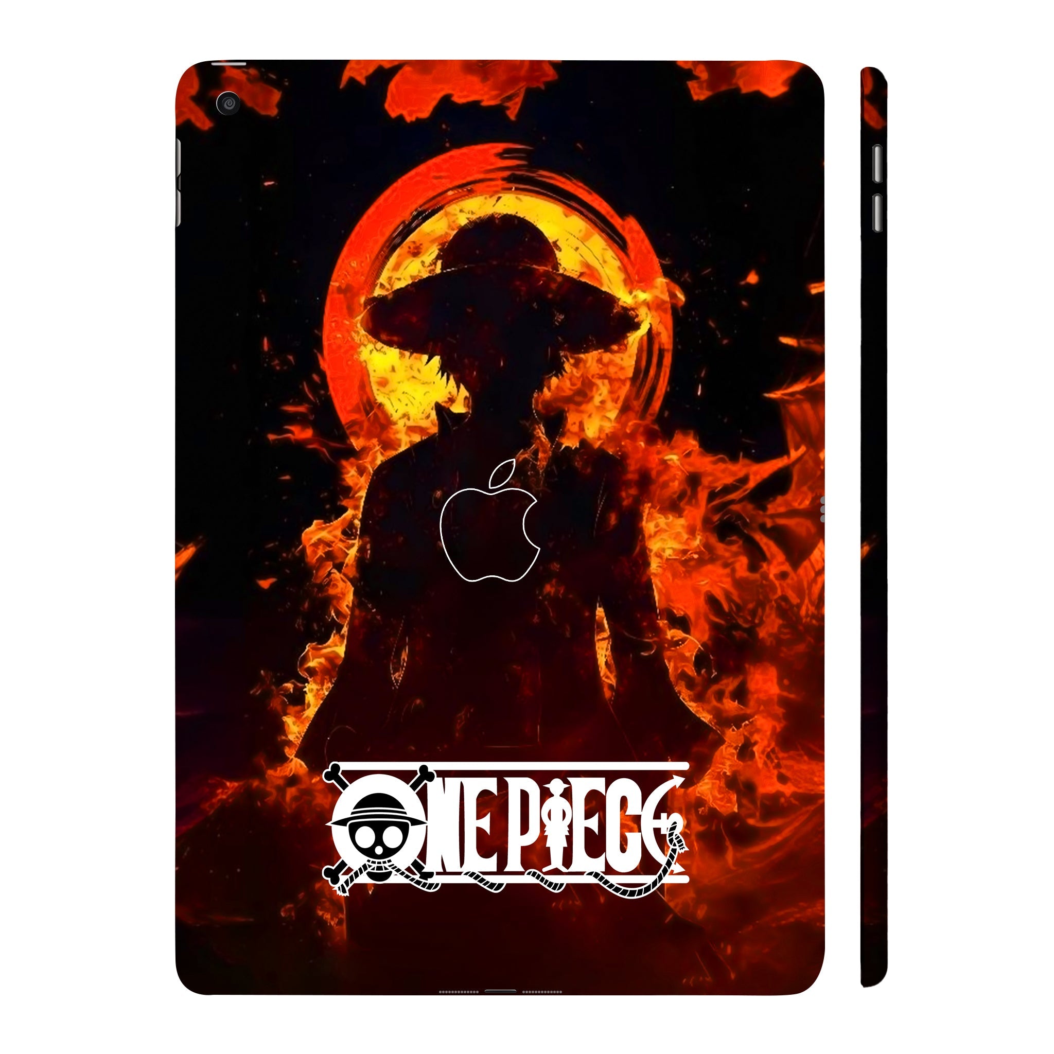 Apple iPad 9th Gen 2021 Monkey D. Luffy Fiery Silhouette Anime Tablet Skins