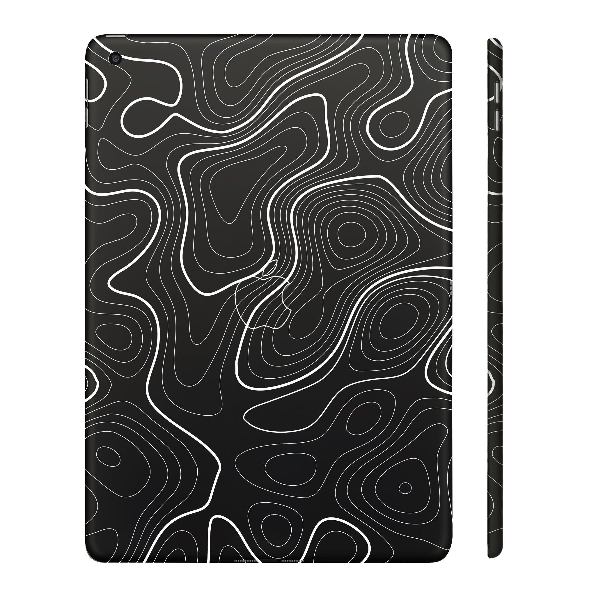 Apple iPad 9th Gen 2021 Grayscale Topographic Lines Tablet Skins